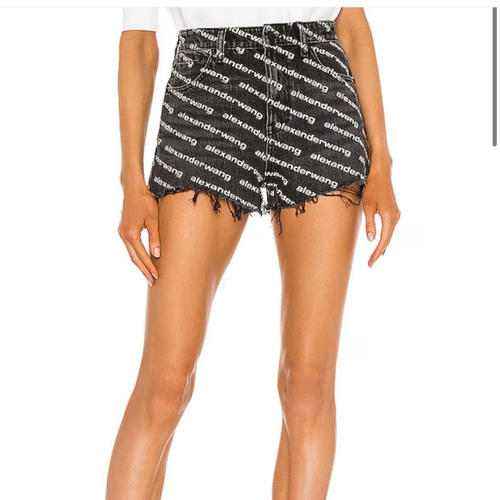 Alexander Wang Black Logo Jean Shorts